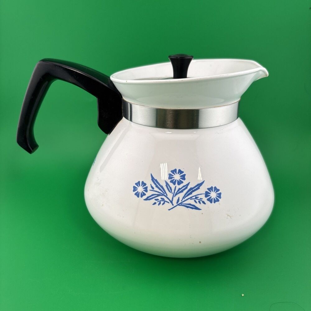 Corning Ware Blue Cornflower 6‑Cup Teapot P‑104 W/Lid Vintage Stove Top Kettle